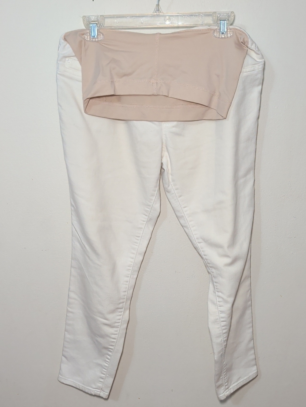 Liz Lange Maternity Skinny Jeans Cream Belly Band Stretch Women's Size S